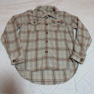 LA Hearts Pacsun Ivory Oversized Plaid Button Up Shacket Shirt Jacket Size XS/S